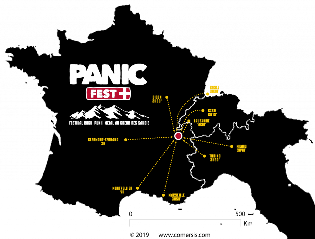 Carte Distance France-Suisse-Italie